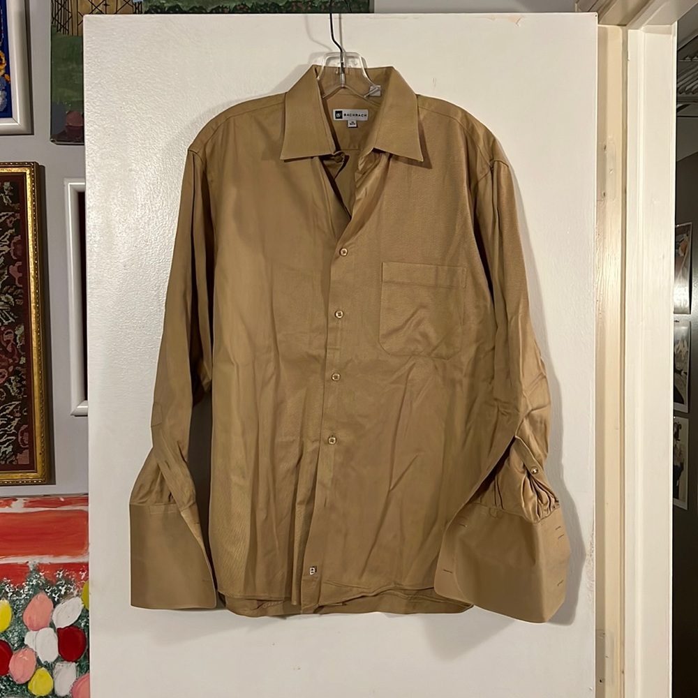 Bachrach tan mens 100% cotton French cuff shirt